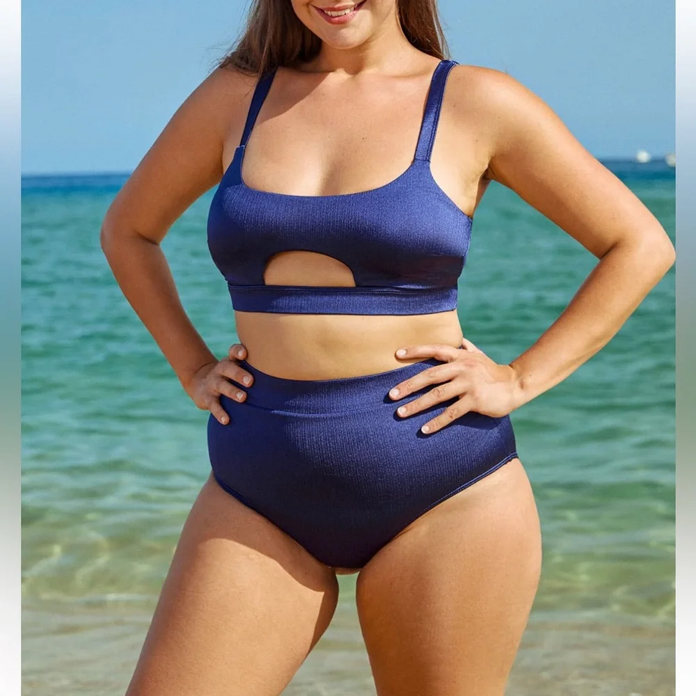 Berlook Navy Cut Out Plus Size Bikini Set - Picture 1 of 7